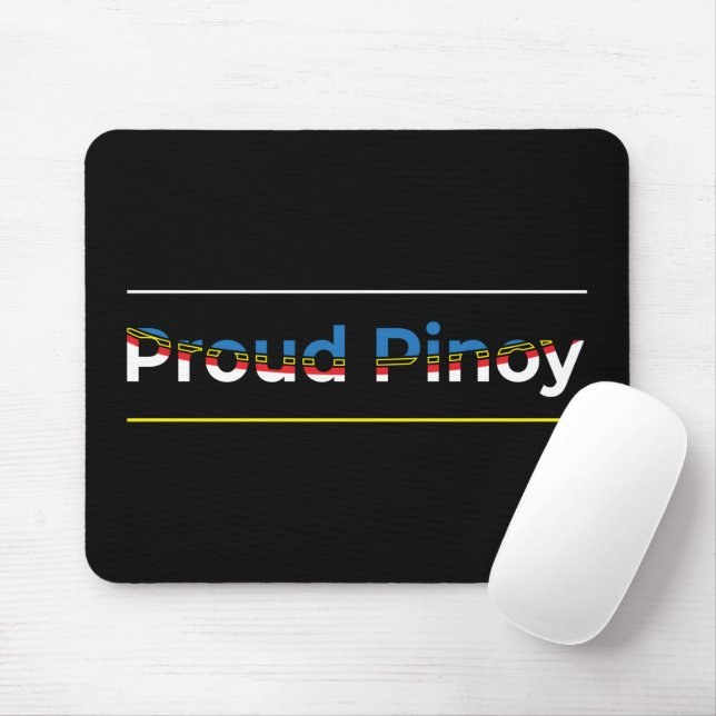 Alfombrilla De Ratón Orgulloso Pinoy - Bandera Filipina Letras de Arte  (Con ratón)