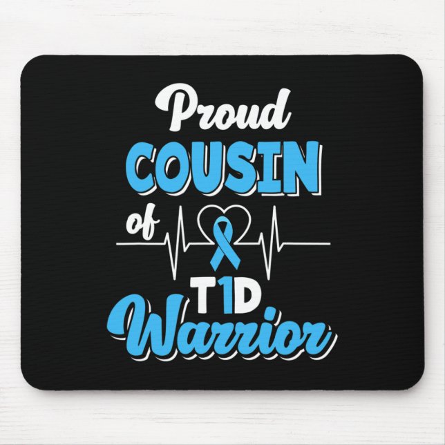 Alfombrilla De Ratón Orgulloso Primo De Un Guerrero Del T1D Diabetes Aw (Frente)