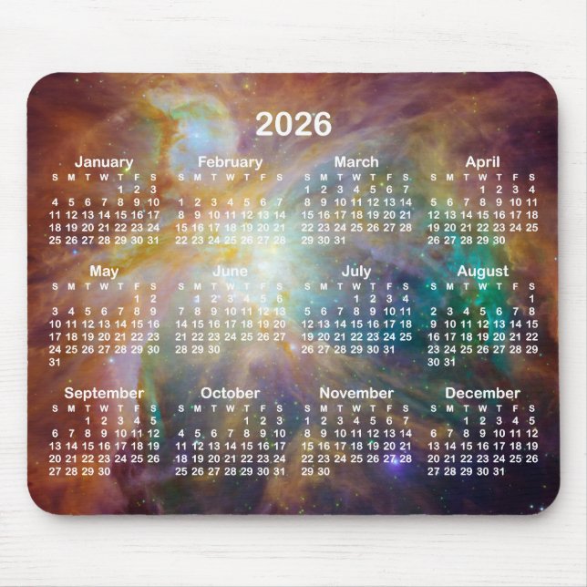 Alfombrilla De Ratón Orion Nebula 2026 Calendar (Frente)