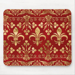 Alfombrilla De Ratón Ornamento Fleur-de-lis Rojo de lujo