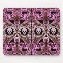 Ornamento rosa gótico con cráneo