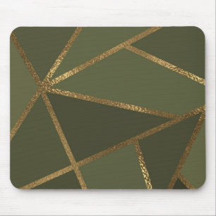 Alfombrilla De Ratón Oro Bronce Verde Oliva Geométrico Glam Chic Oficin