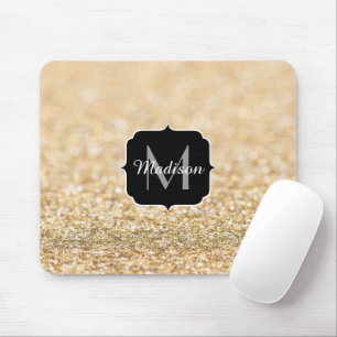 Alfombrilla De Ratón Oro champán brillo falso brillo Monograma
