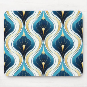 Alfombrilla De Ratón Oro, crema, azul, estilo Art Decó
