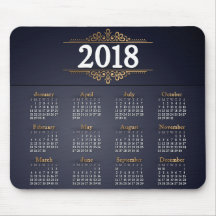 Oro elegante 2018 y calendario azul el | Mousepad