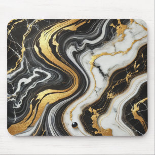 Alfombrilla De Ratón Oro líquido Marble blanco negro luce Glam Boda