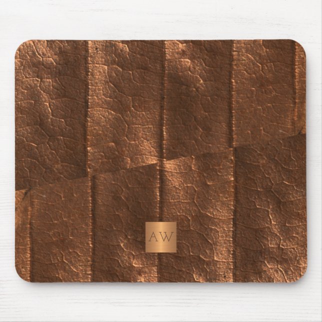 Alfombrilla De Ratón Oro metálico de cobre excluyente monogramado (Frente)