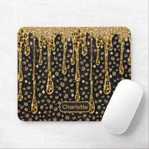 Alfombrilla De Ratón Oro Negro Brillante Estampado Animal Glam Lux
