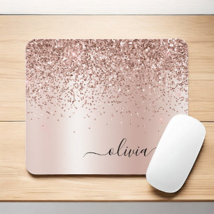 Alfombrilla De Ratón Oro Rosa - Nombre Metalizado del monograma del Pur