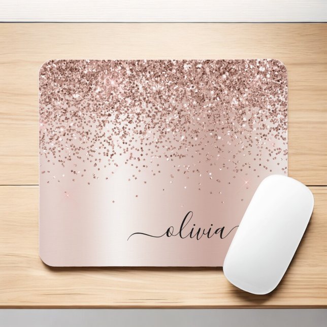 Alfombrilla De Ratón Oro Rosa - Nombre Metalizado del monograma del Pur (Subido por el creador)