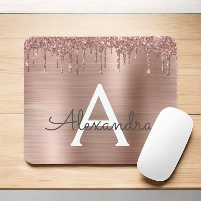Alfombrilla De Ratón Oro Rosa - Nombre Metalizado del monograma del Pur (Subido por el creador)