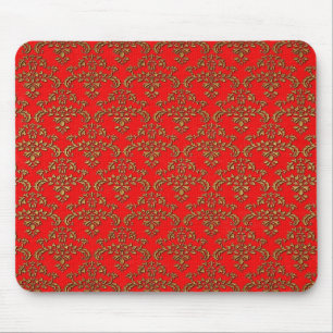 Alfombrilla De Ratón Oro y Damasco Rojo