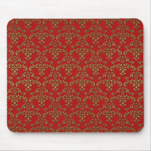 Alfombrilla De Ratón Oro y Damasco Rojo