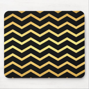 Alfombrilla De Ratón Oro y modelo de zigzag negro