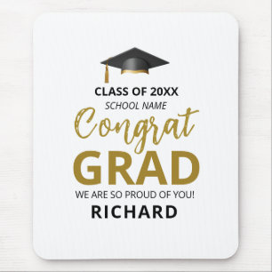 Alfombrilla De Ratón Oro y Negro   Regalo personalizado de graduación m