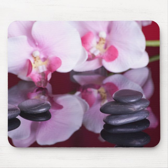 Alfombrilla De Ratón Orquídeas y Spa Stones Mousepad (Frente)