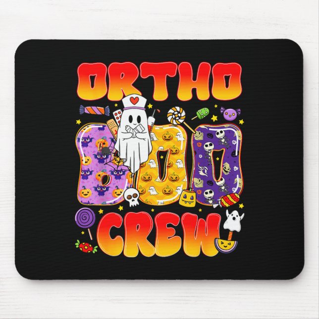 Alfombrilla De Ratón Ortho Boo Crew Ortho Nurse Funny Halloween  (Frente)