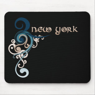 Alfombrilla De Ratón Oscuridad rizada azul de Nueva York Mousepad del