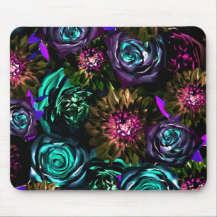Alfombrilla De Ratón Oscuro País de las Maravillas Glamour Audaz Floral