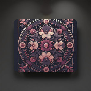 Alfombrilla De Ratón Oscuro Romance Borgoña Art Deco Verano Floral