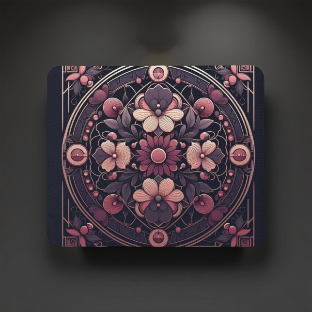 Alfombrilla De Ratón Oscuro Romance Borgoña Art Deco Verano Floral (Subido por el creador)