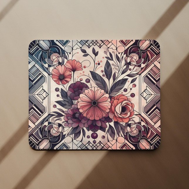 Alfombrilla De Ratón Oscuro Romance Borgoña Art Deco Verano Floral (Subido por el creador)