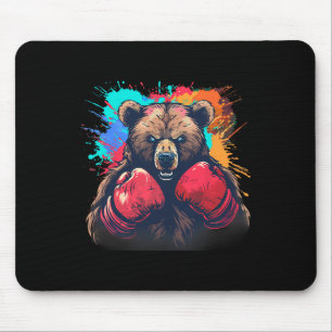 Alfombrilla De Ratón Oso Boxeador Con Guantes De Boxeo Kickboxing Boxeo