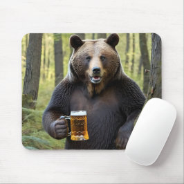 Alfombrilla De Ratón Oso con cerveza