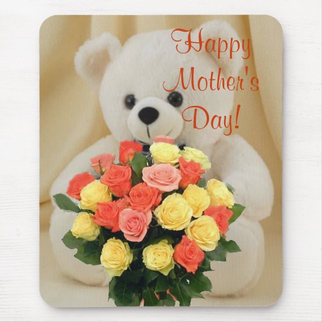Alfombrilla De Ratón Oso Con Flores Mousepad (Frente)