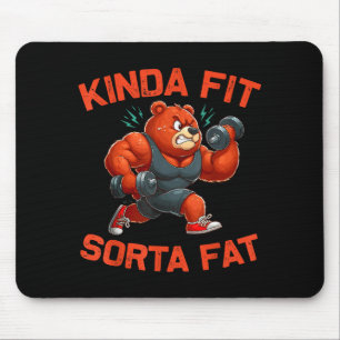 Alfombrilla De Ratón Oso de gimnasio divertido un poco gordo levantando