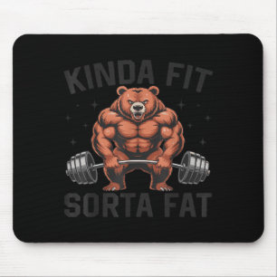 Alfombrilla De Ratón Oso de gimnasio divertido un poco gordo y algo en