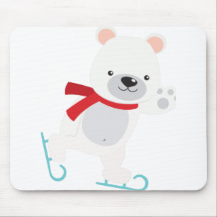 Alfombrilla De Ratón Oso de invierno de patinaje sobre hielo