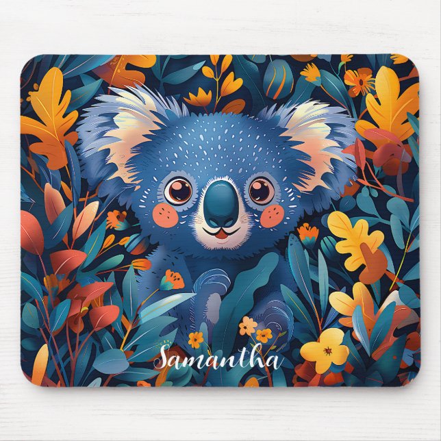 Alfombrilla De Ratón Oso de Koala azul lindo (Frente)