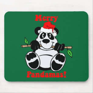 Alfombrilla De Ratón Oso de panda divertido del navidad