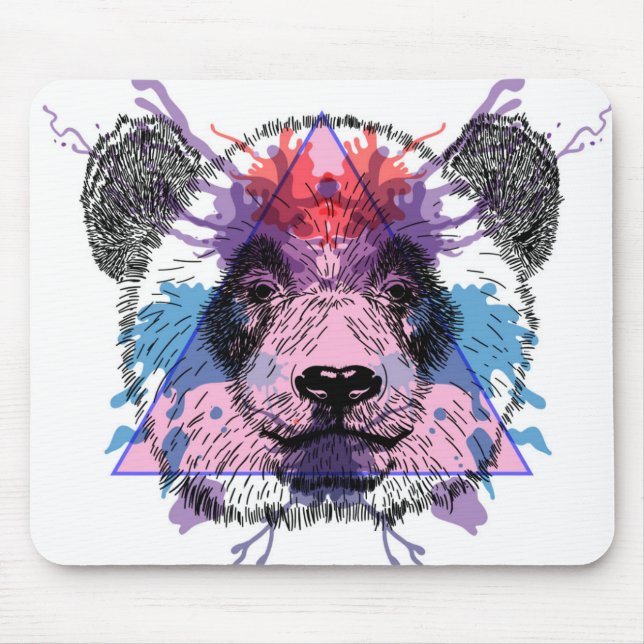 Alfombrilla De Ratón Oso de panda geométrico (Frente)