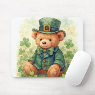 Alfombrilla De Ratón Oso de peluche del día de San Patricio acuarela