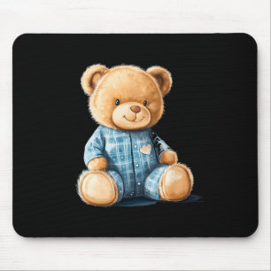 Alfombrilla De Ratón Oso de peluche dormido con un lindo conjunto de pi