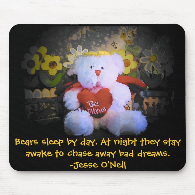 Alfombrilla De Ratón Oso de peluche Gardian Angel persigue malos sueños (Frente)