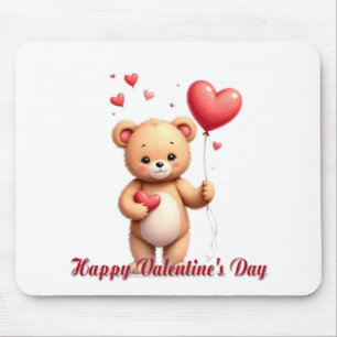 Alfombrilla De Ratón Oso de peluche lindo con corazón – Feliz día de Sa