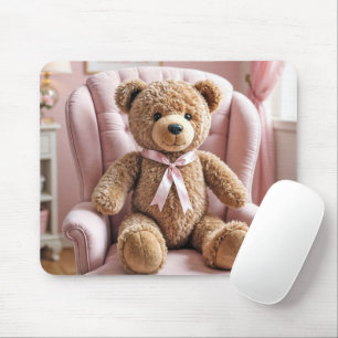 Alfombrilla De Ratón Oso De Teddy Con Bow Rosa