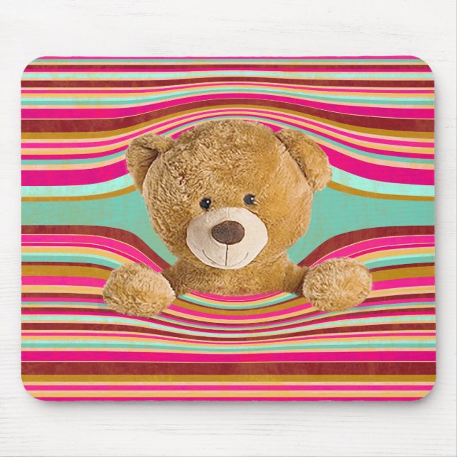 Alfombrilla De Ratón Oso De Teddy En Rayas (Frente)