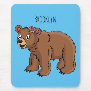 Alfombrilla De Ratón Oso dulce con ilustracion personalizado de flores
