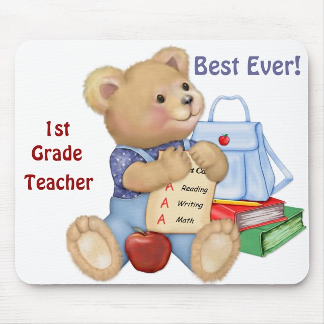 Alfombrilla De Ratón Oso escolar - Primer grado (Frente)