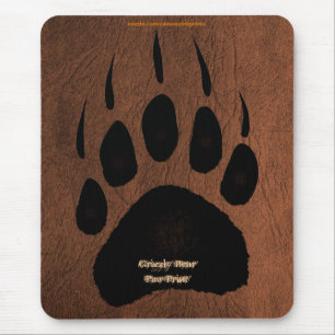 Alfombrilla De Ratón Oso grizzly Pawprint en la imitación de cuero
