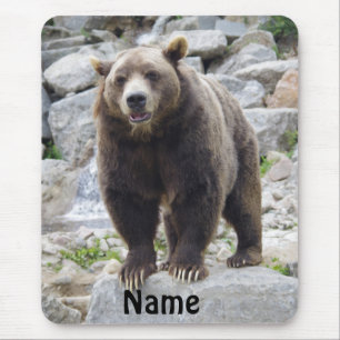 Alfombrilla De Ratón Oso Kodiak de pie sobre una roca