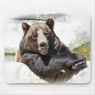 Alfombrilla De Ratón oso marrón sonriente