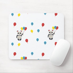 Alfombrilla De Ratón Oso panda con globos blanco