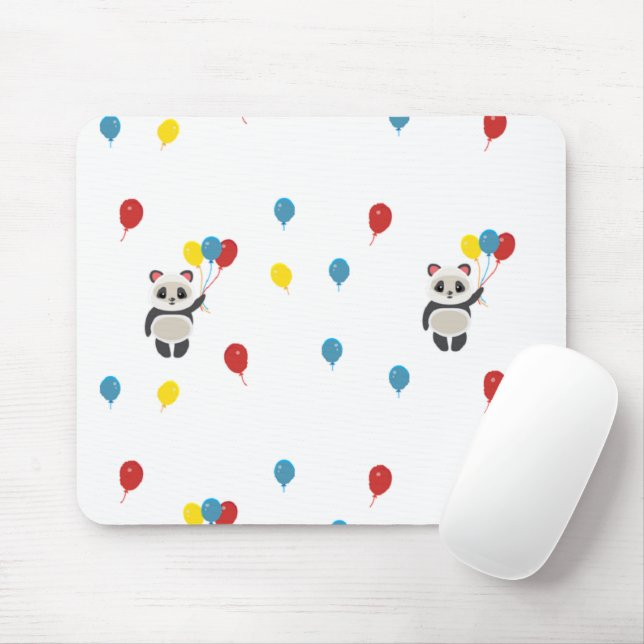 Alfombrilla De Ratón Oso panda con globos blanco (Con ratón)