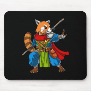 Alfombrilla De Ratón Oso Panda Rojo Ninja Samurai Guerrero Funny Kung F