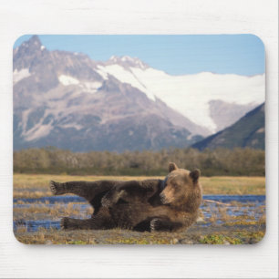 Alfombrilla De Ratón Oso pardo, oso grizzly estirándose de espaldas